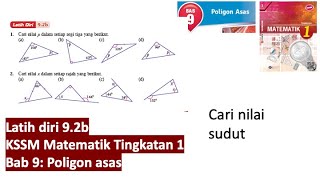 KSSM Matematik Tingkatan 1 Bab 9 poligon asas latih diri 92b buku teks form 1 selfpractice 92b [upl. by Younglove]