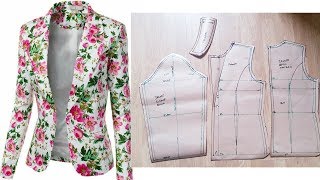 How to draft Womens Jacket Blazer  NotchedCollar Jacket  Pattern drafting [upl. by Airdnek]