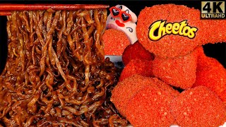 ASMR MUKBANG CHEETOS Chicken Cheese ball amp Black bean Noodles EATING SOUNDS 4K [upl. by Marja]