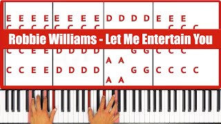 Let Me Entertain You Robbie Williams Piano Tutorial Easy Chords [upl. by Grissel]