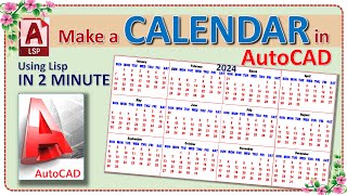 How to Create a Calendar in AutoCAD  Using lisp command  AutoCAD  Shortcut commands [upl. by Tyrone209]