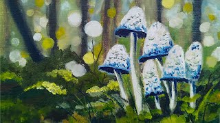 Mushroom Oil Painting  Autumn Painting with Sennelier Rive Gauche [upl. by Nodnek]