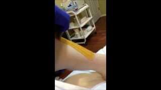 Body Sugaring Hair Removal Technique on the Leg [upl. by Kohler]