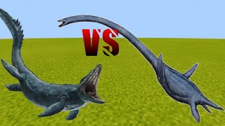 Mosasaurus vs Elasmosaurus  minecraft pe [upl. by Nywra]