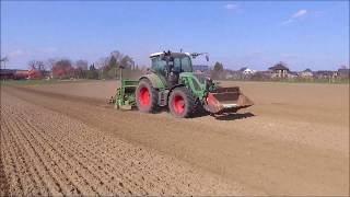 Sommergerste Drillen Fendt 514 Vario mit Amazone Aufbaudrille [upl. by Omsare946]