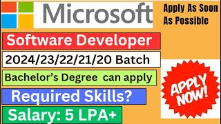 Microsoft is hiring 202423222120 Batch  No  Criteria  Location  Required Skills itjobs [upl. by Konrad]