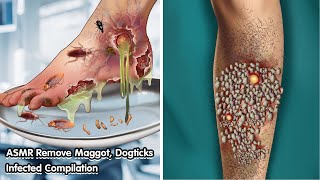 ASMR Remove Maggot Dogticks Infected Compilation  Deep Cleaning Animation [upl. by Mendez309]