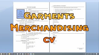 Garments Merchandising CV Format  Episode 47 [upl. by Wohlen]