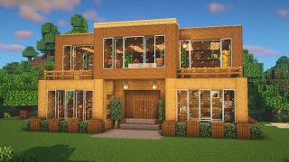 Minecraft  How to Build a Modern Wooden Survival House Tutorial 23 [upl. by Kaitlin]