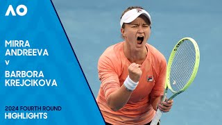 Mirra Andreeva v Barbora Krejcikova Highlights  Australian Open 2024 Fourth Round [upl. by Nidya]