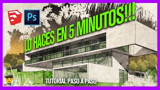 💥CROQUIS Arquitectura 🎨🎨🎨ACUARELA Photoshop 👨‍🎓 TUTORIAL paso a paso [upl. by Ogirdor]