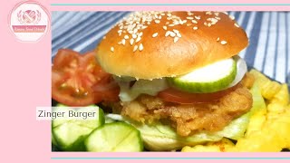 ZINGER BURGER  KFC Style  Crispy Fried Chicken  Chicken Burger  Mayo Sauce [upl. by Tonia]