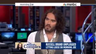 Russell Brand Comedian  Takin the Mickey Out of the Media on MSNBC [upl. by Jakoba]