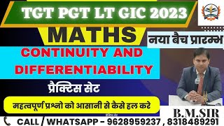 TGT  PGT  LT  GIC BPSC EMRS MATHS 2023  MATHS  continuity and differentiability PRACTICE SET [upl. by Ainitsirhc]