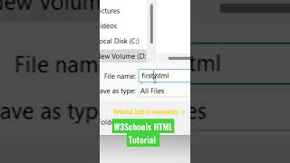 Save HTML file  W3Schools HTML Tutorial w3schools html htmlcss webdevelopment shorts [upl. by Schechinger]