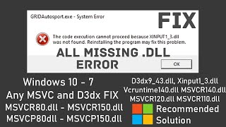 How to Fix All Missing DLL file Error in Windows 10 81 8 7  MSVCR amp MSVCP 150 140 120 110 [upl. by Spike]