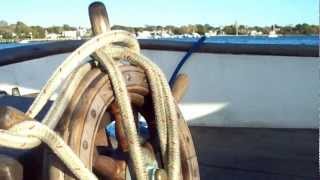 Herreshoff America Catboat Sailing lashed helm [upl. by Ellemaj401]