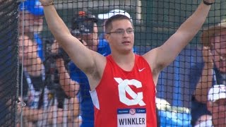 Olympic Track And Field Trials  Rudy Winkler Wins Mens Hammer Throw [upl. by Theona652]