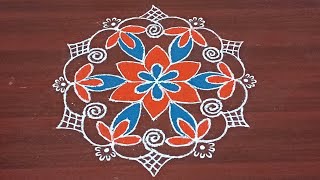 7  4 Interlaced Dots Charming Daily Flower 🏵️ Kolam  5️⃣ minutes kolam  dailyflowerrangoli [upl. by Hamimej]