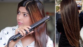 How to Straighten Your Hair with a Hair Straightener  Flat Iron Hindi [upl. by Helene992]