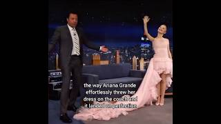 Ariana Grande throws dress on couch ArianaGrande Arianators Wicked jimmyfallonshow [upl. by Animrac]