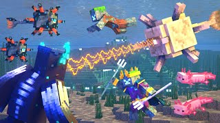 Warden vs Elder Guardian and Drowned Ocean Army Minecraft Animation Movie [upl. by Vite]