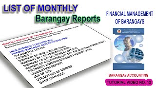 BARANGAY MONTHLY REPORTS TO BE SUBMITTED TO MUNICIPAL ACCOUNTING OFFICE  BARANGAY ACCOUNTING [upl. by Sly80]