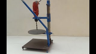 Homemade Drill Press Machine  Simple Drill Press Table from Handle Drill [upl. by Cyn529]