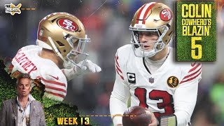 Blazin 5 49ers avenge Eagles Jets upset Falcons in Colins Week 13 picks  NFL  THE HERD [upl. by Natsuj]