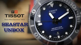 Tissot Seastar 1000 automatic unboxing 300m black blue dial Powermatic 80 [upl. by Bard119]