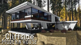 Bloxburg Cliffside Hanging Modern House  Roblox Bloxburg  Speedbuild [upl. by Yasdnil]