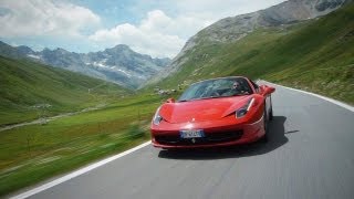 Ferrari 458 Spider on the Stelvio Pass  CAR and DRIVER [upl. by Dnomso]