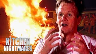 Gordon Sets Fire to the Restaurant  Kitchen Nightmares [upl. by Atteynek342]