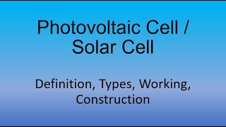 Photovoltaic cell  Solar Cell  Solar radiation detector  Sensors and transducers [upl. by Akiemat]