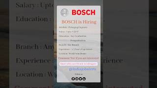 BOSCH is Hiring for Packaging Engineer Positionshiringalert hiring workfromhome wfh bosch [upl. by Sikleb]