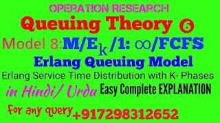 Model 5  MEk1  infinityFCFS Erlang Queuing Model in HindiUrduErlang Distribution k phases [upl. by Isbel]