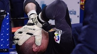 Barcelona vs Celta Vigo 30 2014 Victor Valdes Injury [upl. by Nanice121]