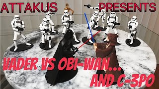 ATTAKUS presents Darth Vader Vs ObiWan Kenobi and C3PO Collectibles from Star Wars A New Hope [upl. by Yelreveb]