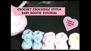 Crocodile Stitch Baby Bootie Tutorial [upl. by Ailenroc158]