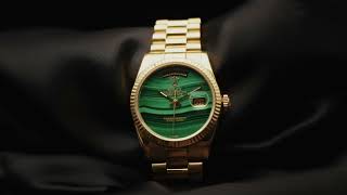 Rolex Ref 118238 DayDate Malachite Dial Yellow Gold [upl. by Bowes]