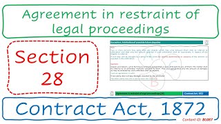 Section 28 Agreement in restraint of legal proceedings  Contract Act 1872 BL087 [upl. by Adelbert]