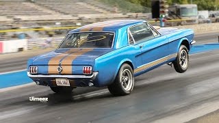 9SEC STREET CAR 66 MUSTANG 250 COUPE PUMP GAS BOSS 302 BYRON DRAGWAY [upl. by Norrag]