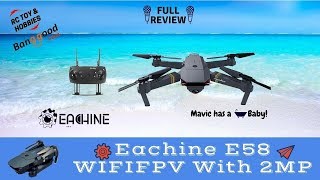 Eachine E58 REVIEW amp FLIGHT TEST of this baby Mavic pocket drone [upl. by Koenig]