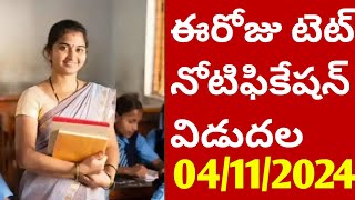 ఈరోజు టెట్ నోటిఫికేషన్ విడుదల 4 November 2024ts tet notification [upl. by Towill]