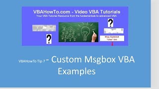 VBAHowTo Tip 7 Custom Msgbox VBA Examples [upl. by Affay294]