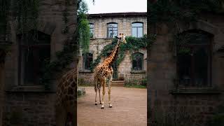 Unexpected Giraffe Sighting by the School funnyanimals giraffe giraffevideo [upl. by Lemuelah]