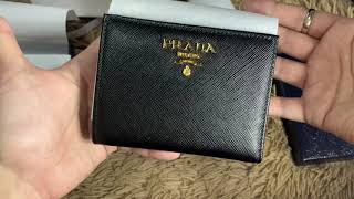 Prada small Saffiano Leather wallet  unboxing [upl. by Moss]