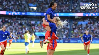 The US Women win soccer gold at the Olympics for the first time since 2012 [upl. by Ansilme]