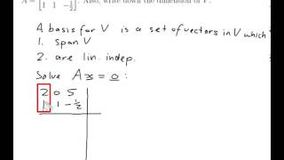 EXAMPLE Finding a basis for a subspace defined by a matrix equation [upl. by Zitella135]