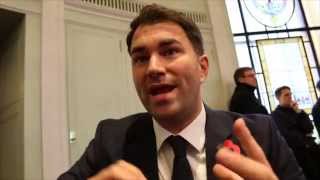 EDDIE HEARN ON CARL FRAMPTON v SCOTT QUIGG BEING CONFIRMED FOR 27th FEB 2016 IN MANCHESTER [upl. by Mackay8]